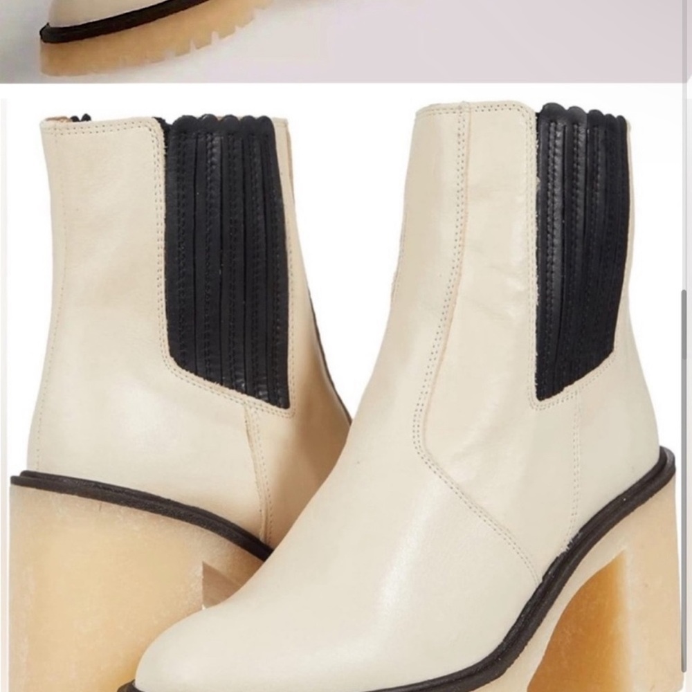 New: Free People Women's Cream and Black Ankle Boots